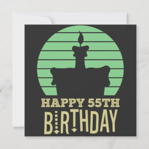 Convite citação de 55º aniversário feliz amarelo verde