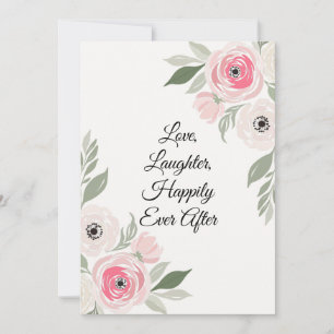 Convite Citação de casamento floral em aquarela rosa elega