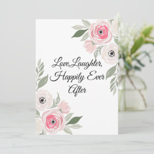 Convite Citação de casamento floral em aquarela rosa elega