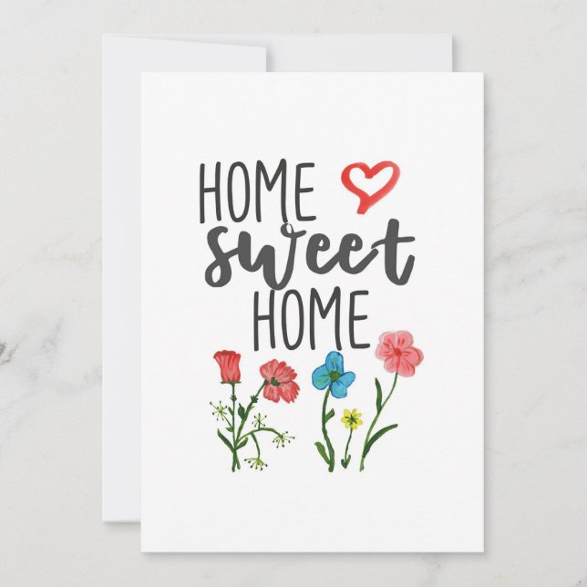 Convite Citação de Felicidade Casa Doce Casa Flores (Frente)
