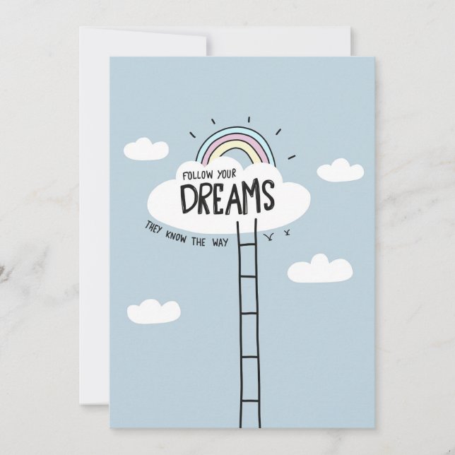 Convite Citação de Felicidade Siga Seu Sonho Céu (Frente)