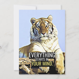 Convite Citação de Felicidade Tudo Começa na Sua Mente