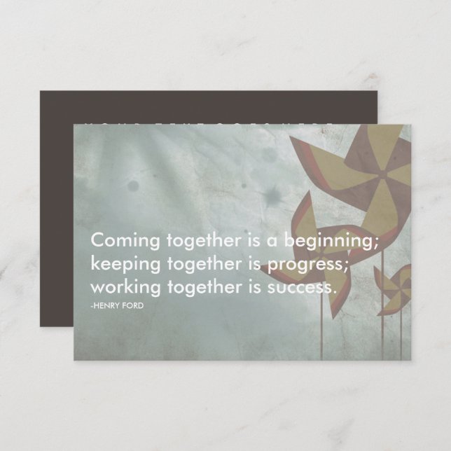 Convite citação de sucesso de Henry ford (Frente/Verso)