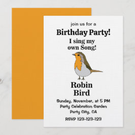 Convite Citação Divertida de Robin Bird para Festa de Aniv