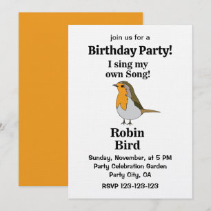 Convite Citação Divertida de Robin Bird para Festa de Aniv
