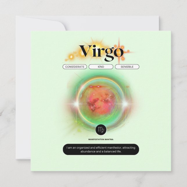 Convite Citação Moderna do Signo do Zodíaco Virgem Element (Frente)