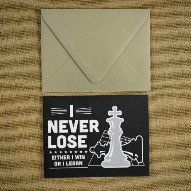 Convite Citação Motivacional de Xadrez Nunca Perca  (Motivational Never Lose Chess Quote Invitation Card)