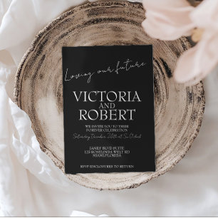 Convite Citação Preta de Noivado de Casamento Simples Mode