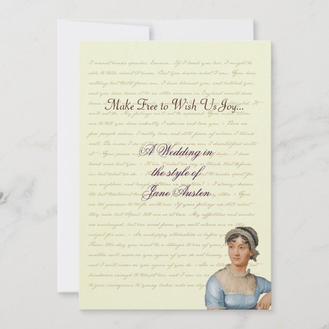 Convite Citações de celebração de casamento de Jane Austen (Frente)