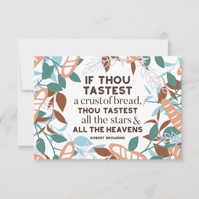 Convite Citações de pão de Robert Browning (Frente)