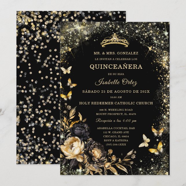 Convite Citações de Quinceanera em espanhol (Frente/Verso)