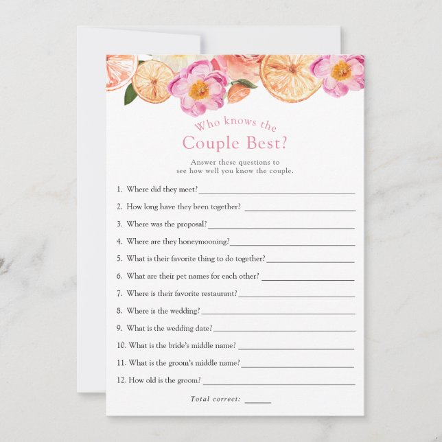 Convite Citrino Rosa Que Ele Disse, Ela Disse Jogo De Chá  (Frente)