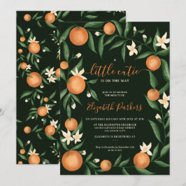 Convite Citrinos botânicos, cor de laranja, verde-branca