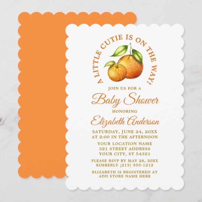 Convite Citrinos De Aquarela Laranjas Um Pequeno Chá (Frente/Verso)