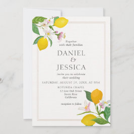 Convite Citrinos laranja cor de água botânica