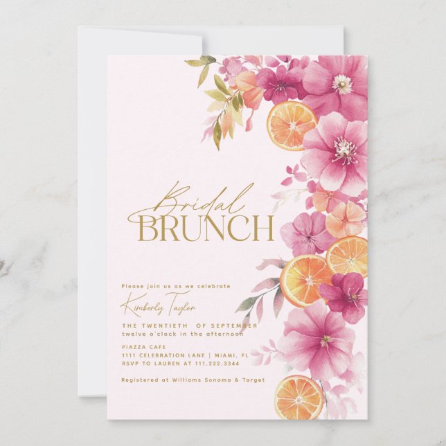 Convite Citrus Bridal Brunch Bright Florals Lemon (Frente)