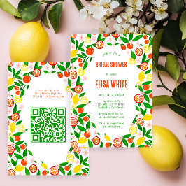 Convite Citrus Celebration CUSTOM QR Summer BRIDAL SHOWER
