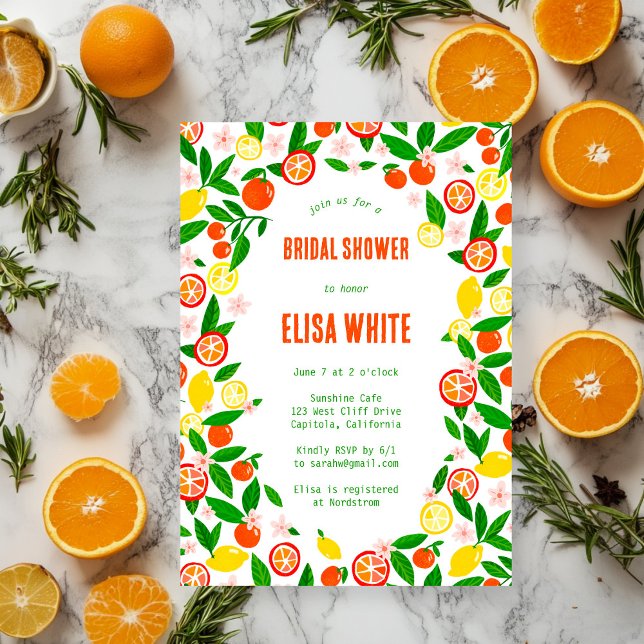 Convite Citrus Celebration CUSTOM Summer BRIDAL SHOWER (Citrus Celebration CUSTOM Summer Hand-Drawn BRIDAL SHOWER Invitation
)