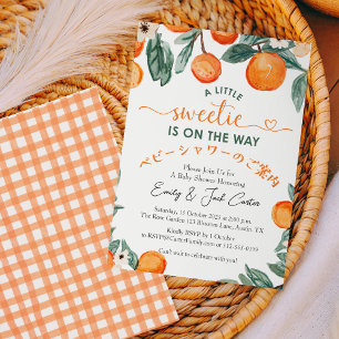 Convite Citrus Chá de fraldas Orange Orchard Gingham Rusti
