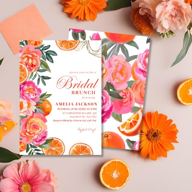 Convite Citrus Colorful floral Bridal Brunch (Criador carregado)