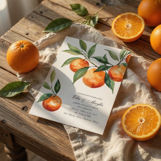 Convite Citrus Engagement | Mediterranean Orange (Criador carregado)