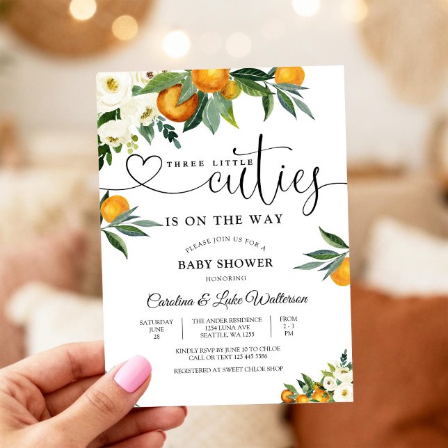 Convite Citrus Floral Baby Shower Invitation (Criador carregado)