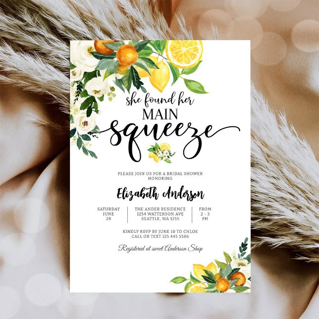 Convite Citrus Floral Bridal Shower Invitation (Criador carregado)