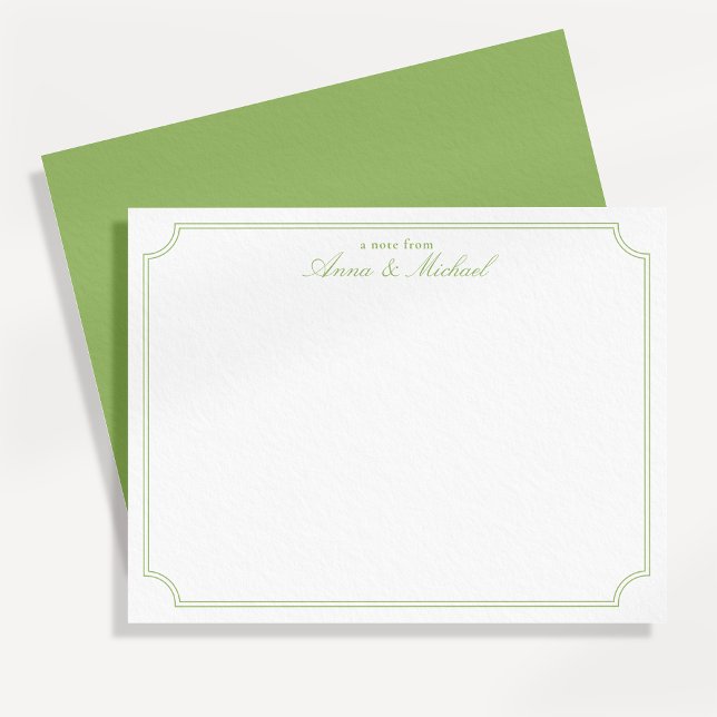 Convite Citrus Green Elegant Minimalist Wedding Note Card (Criador carregado)