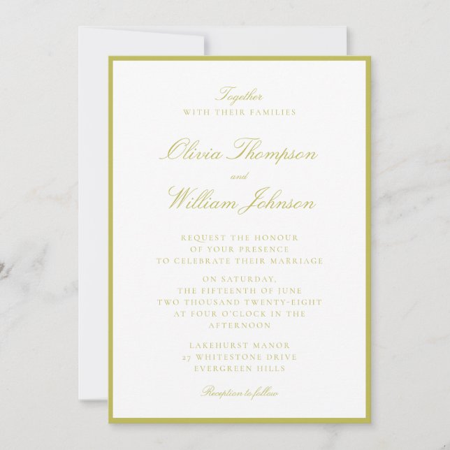 Convite Citrus Green Framed Wedding Invitation (Frente)