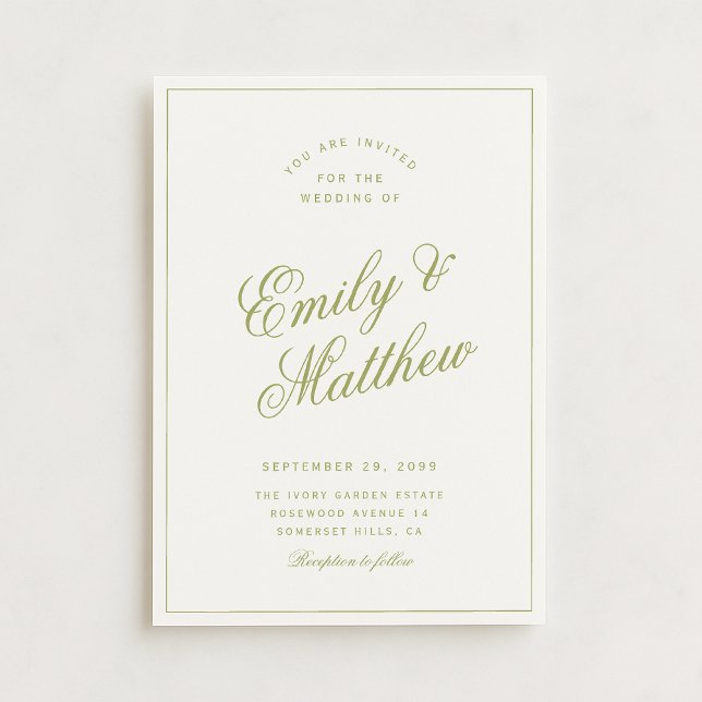Convite Citrus Green Modern Script Wedding Invitation (Criador carregado)