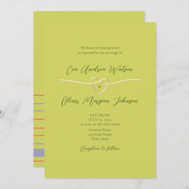 Convite Citrus Green Photo QR Code Wedding (Frente/Verso)