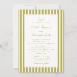 Convite Citrus Green Stripe Classic Wedding Invitation