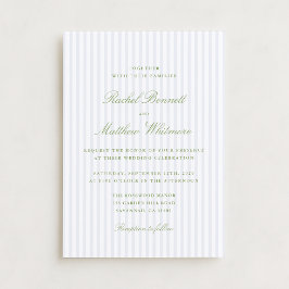 Convite Citrus Green Stripe Elegant Wedding Invitation
