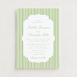 Convite Citrus-Green Striped Elegant Wedding Invitation