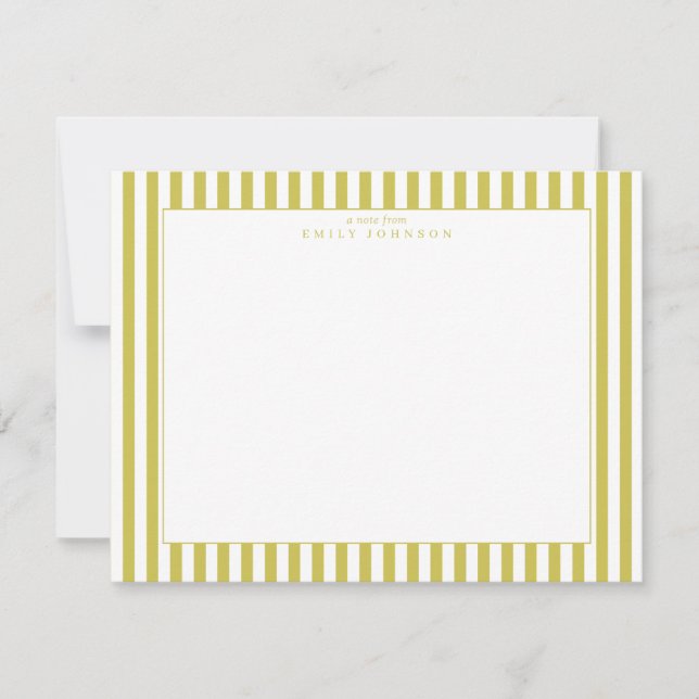 Convite Citrus Green Striped Note Card (Frente)