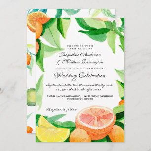 Convite Citrus Kumquat Lemons Orange Greenery Watercolor