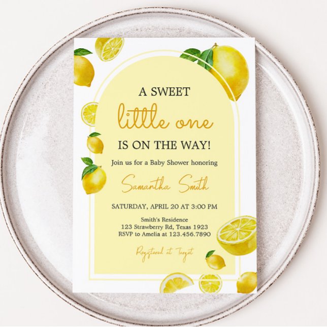 Convite Citrus Lemon Chá de fraldas (Sweet Little One Citrus Baby Shower Invitation)