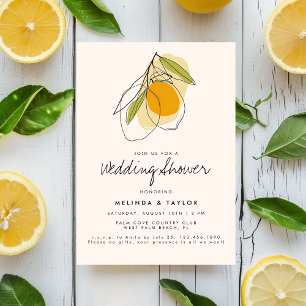 Convite Citrus Lemon Moderno Chá de casamento Minimalista