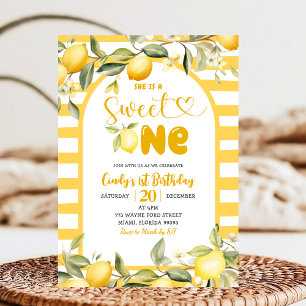Convite Citrus Lemon Theme Sweet One First Birthday