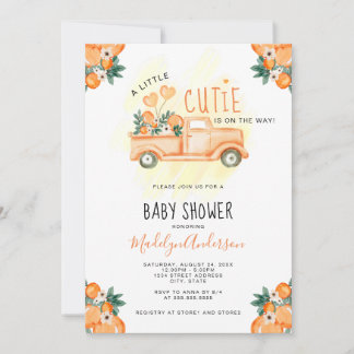 Convite Citrus Orange A Little Cutie Chá de fraldas