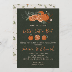 Convite Citrus Orange Green Little Cutil Gender Revement