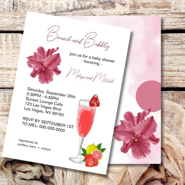 Convite Citrus Purple Brunch E Chá de fraldas De Borracha (Criador carregado)