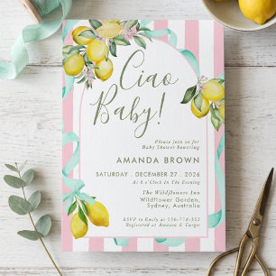 Convite Citrus Verão Limão Arco Italiano Tchau Bebê Chuvei