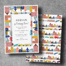 Convite City Transportation Vehicles Truck Second Birthday