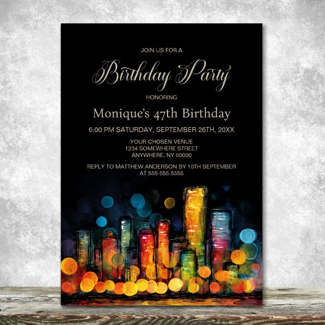 Convite Cityscape Birthday Party (Criador carregado)
