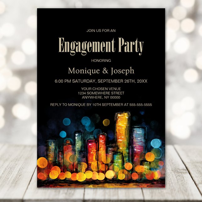 Convite Cityscape Engagement Party (Criador carregado)