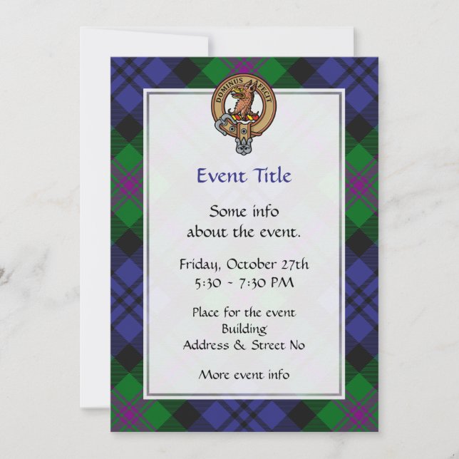 Convite Clan Baird Crest sobre Tartan (Frente)