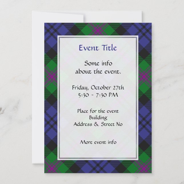 Convite Clan Baird Tartan (Verso)