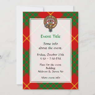 Convite Clan Cameron Crest sobre Tartan