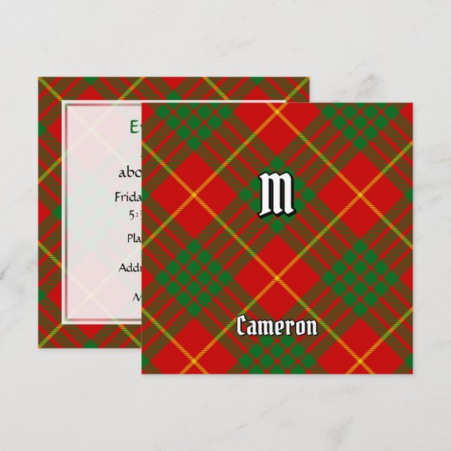 Convite Clan Cameron Tartan (Frente/Verso)